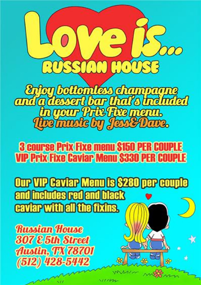 Russian House Valentines Menu